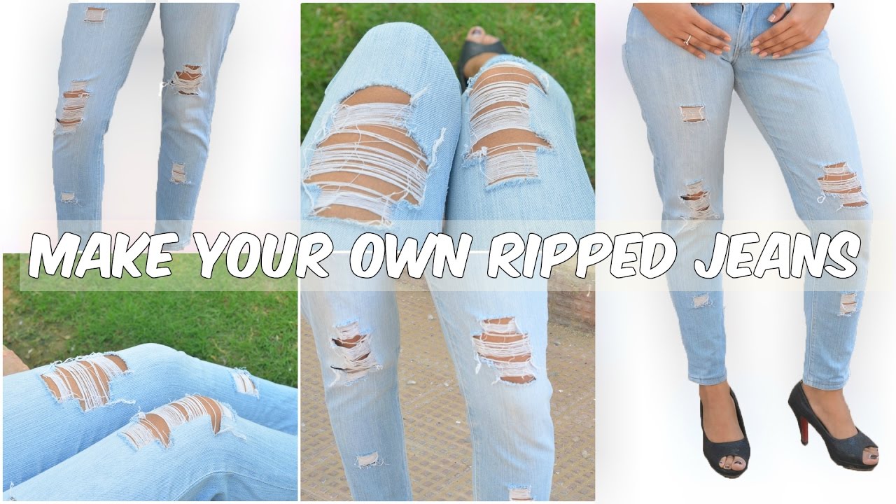 How to make Ripped Jeans | Distressed jeans DIY