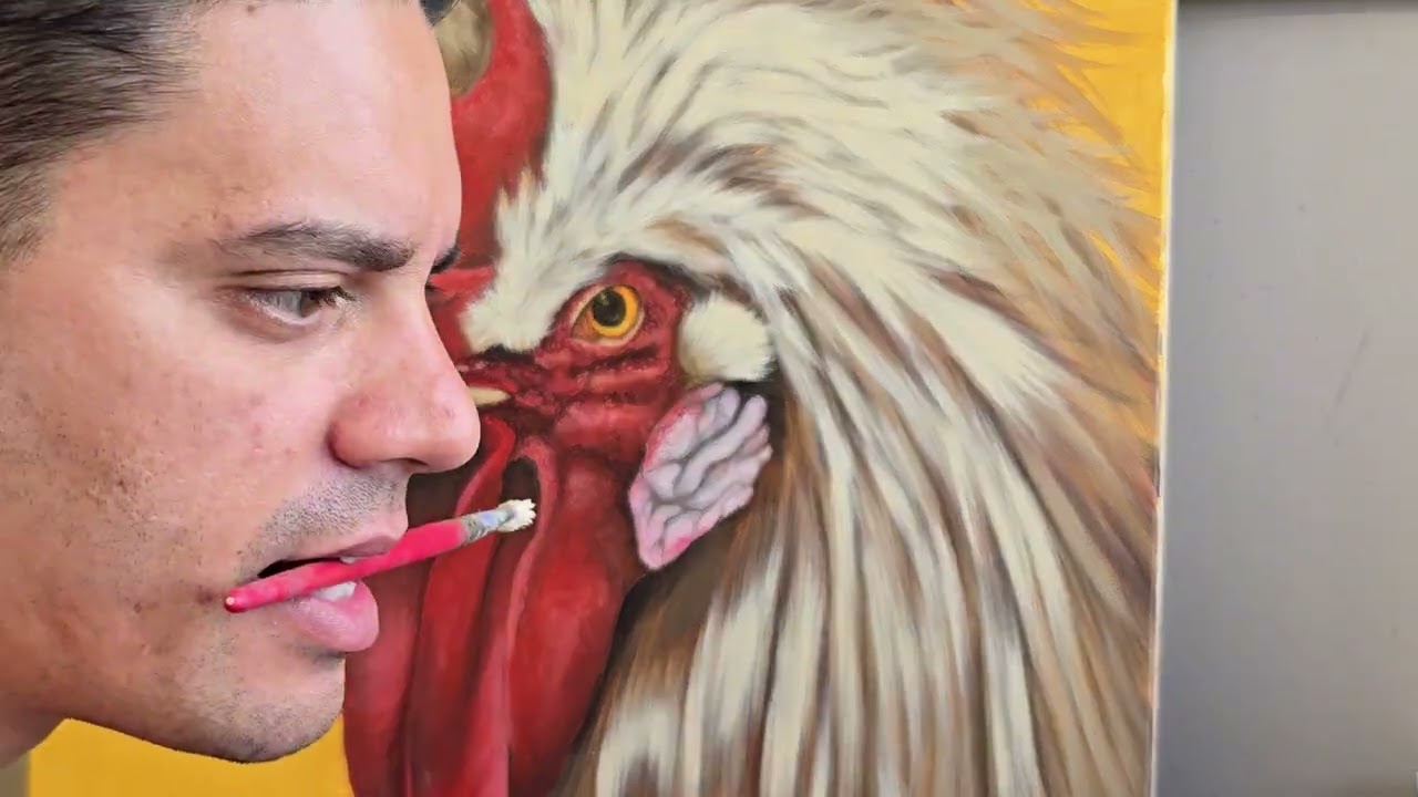 Así pinté un gallo realista paso a paso
