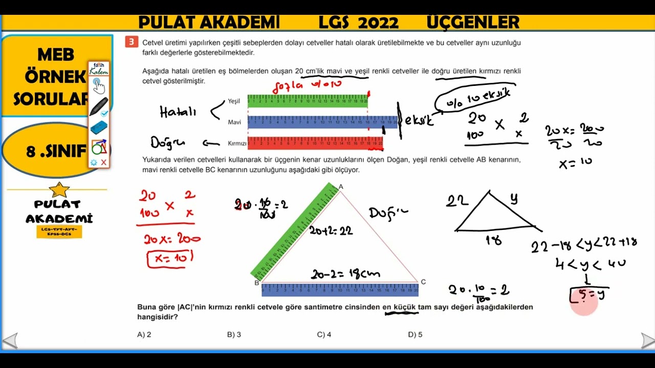 Üçgenler  LGS MEB örnek  soruları (2022)