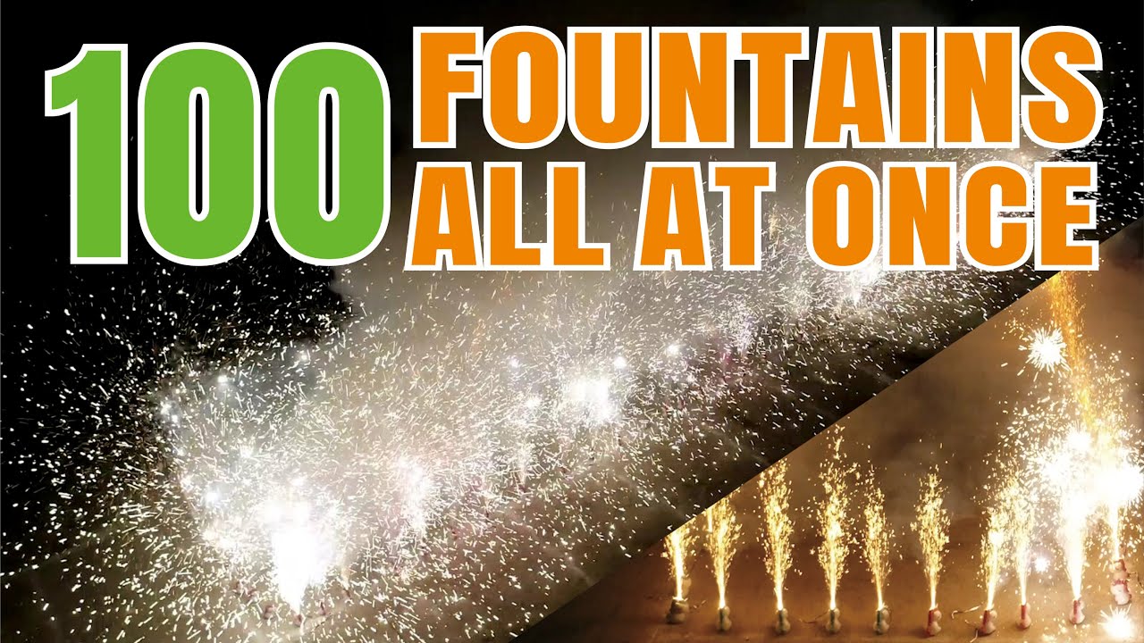 Firing 100 unicorn fountains fireworks all at once by boomwowfireworks china