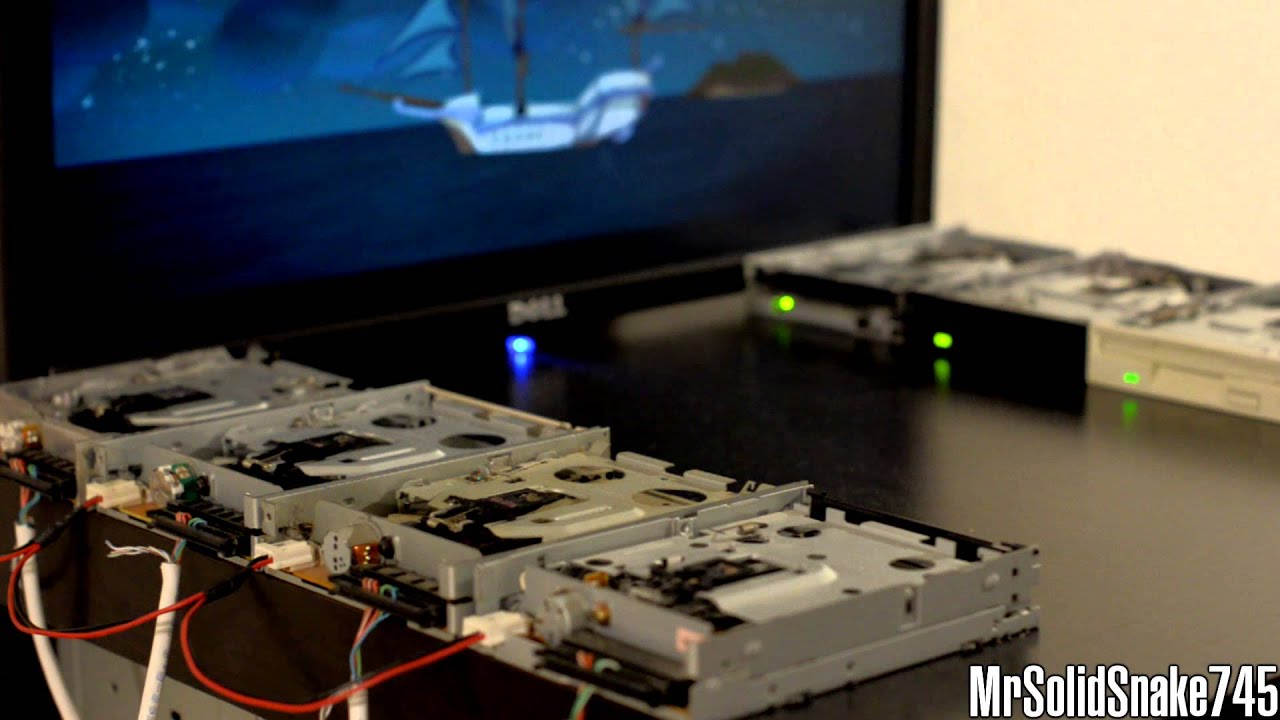 Monkey Island Theme on Eight Floppy Drives