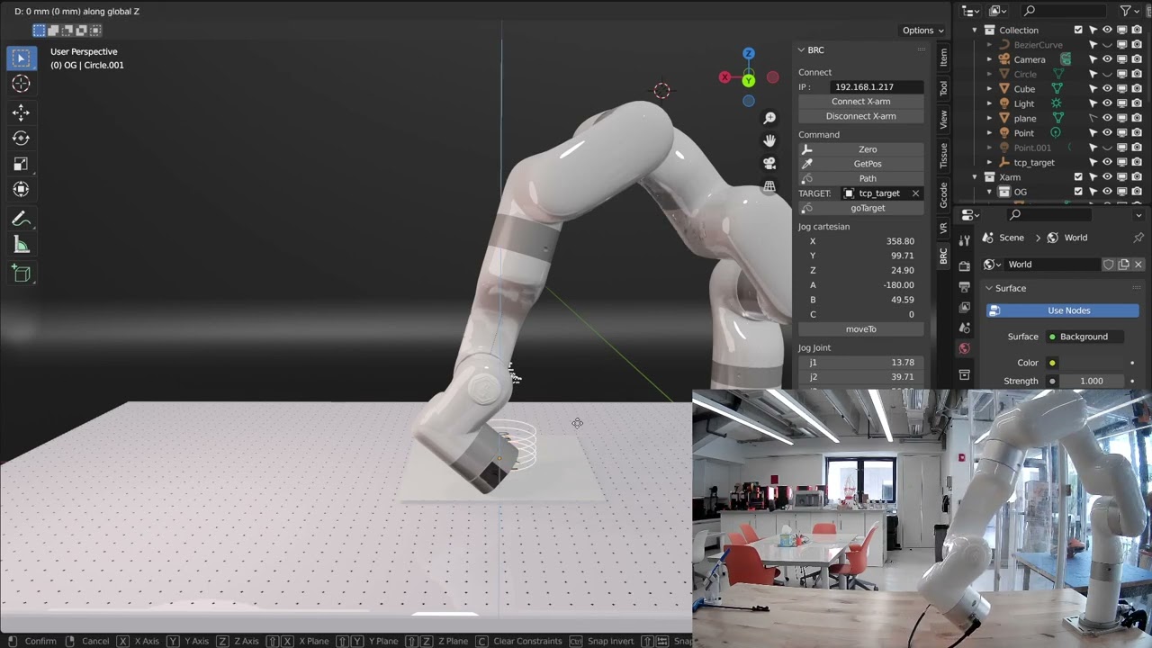 Blender robot control test with Ufactory Xarm