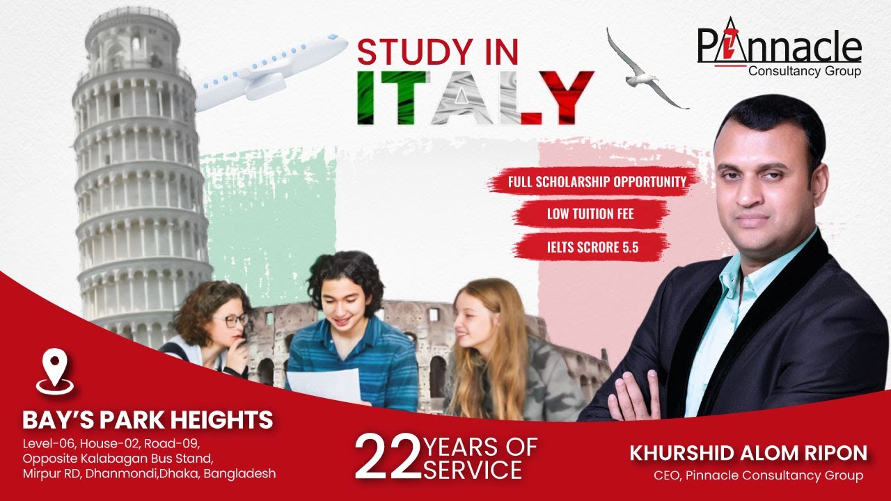 Study in Italy with IELTS 5.5 | Scholarships Available!