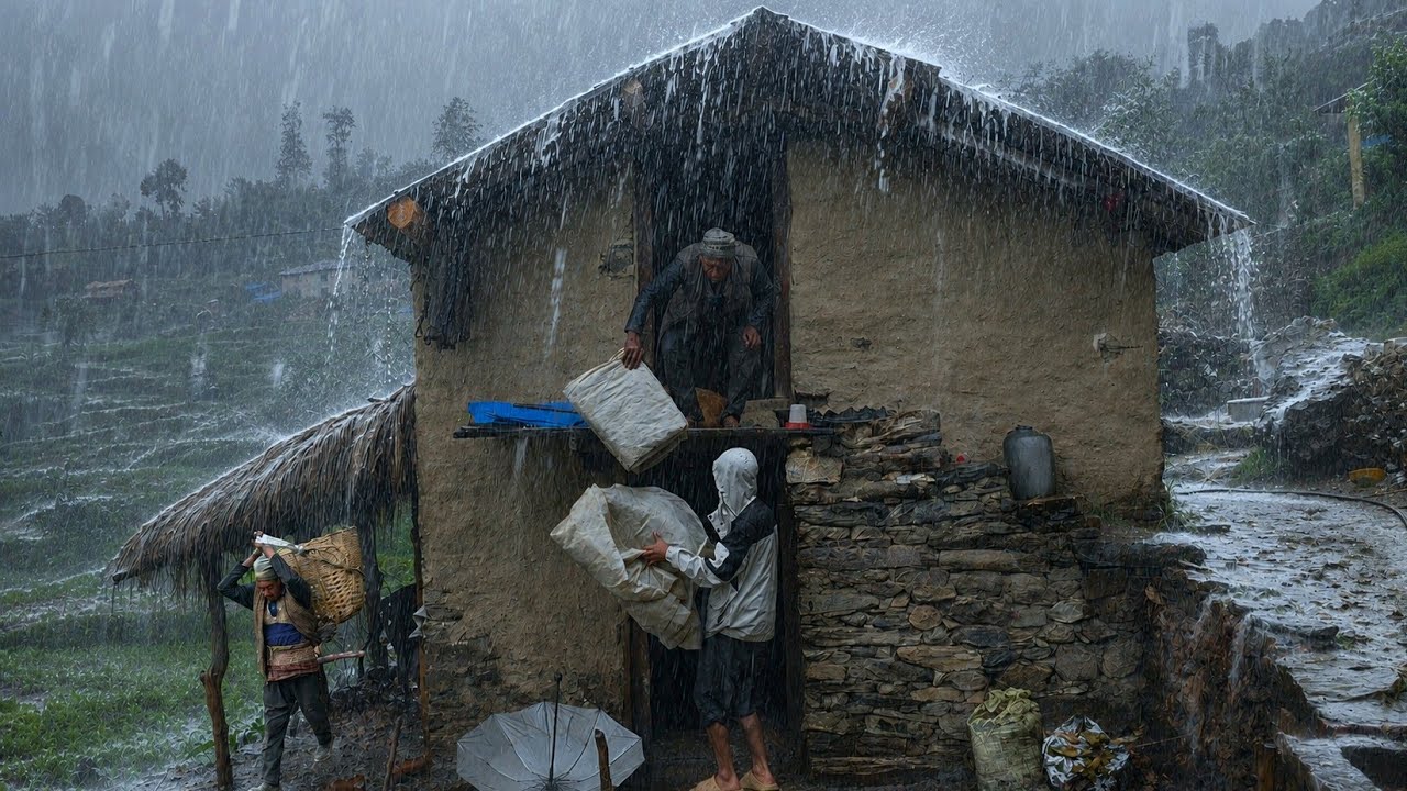This is Himalayan Village During the Heavy Rainy Season | Daily Activities People in Village Life