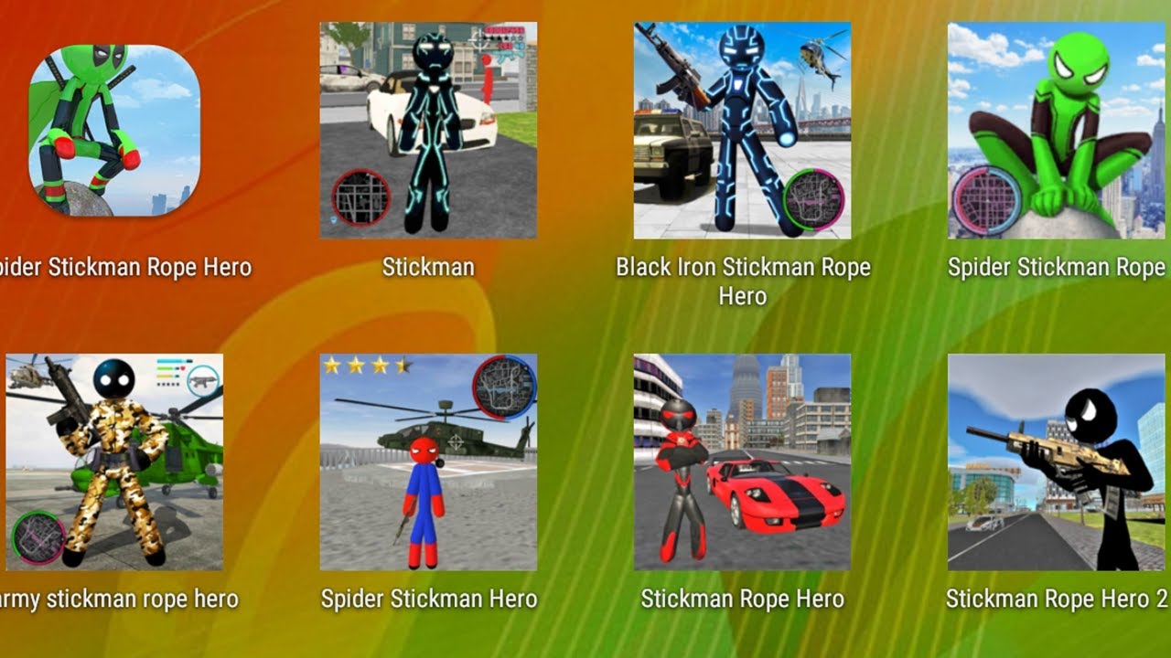 Spider Stickman Rope Hero,Stickman,Black Iron Stickman Rope Hero,Spider Stickman Rope