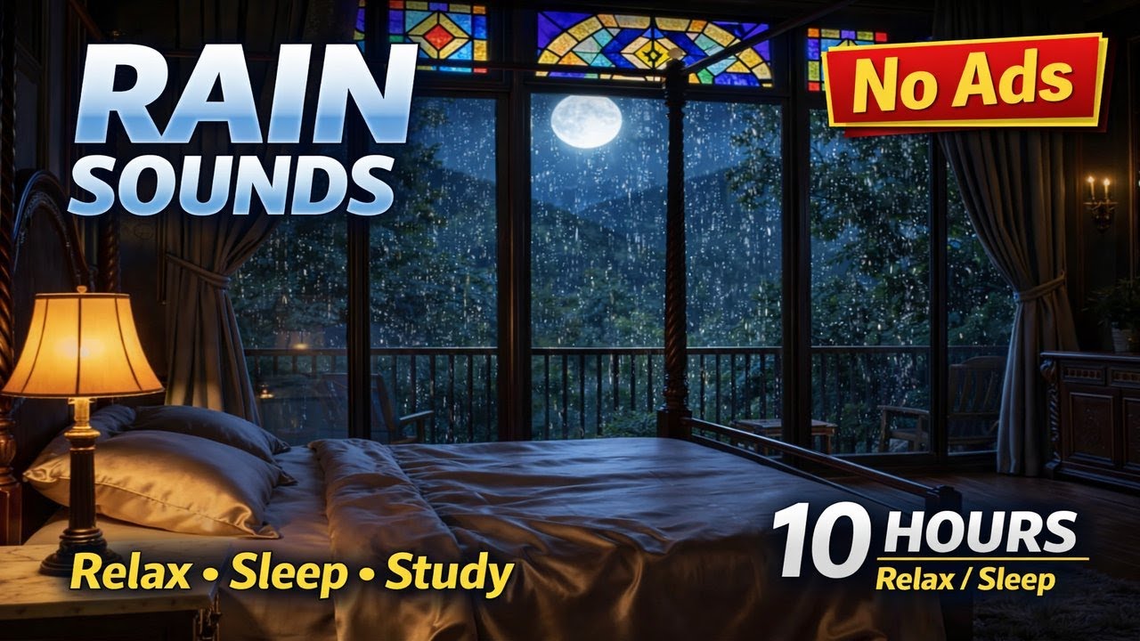 Black Screen Heavy Rain & Thunderstorm | 10 Hours No Ads Rain Sounds for Deep Sleep
