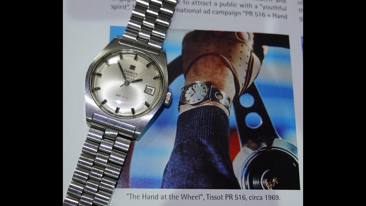 Мужские винтажные спортивные часы Tissot PR516 1969 года выпуска, с циферблатом, подписанным комп...