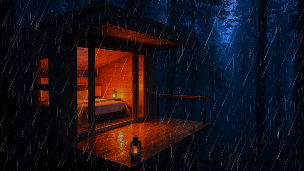 🔴Rain on Cozy Bedroom in the Forest | Rain, Wind and Fireplace Sounds | Best Rain Sound for Sleep