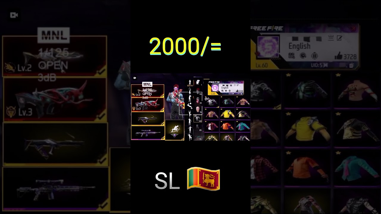 FREE Fire Account Sell🔰 for Srilanka 