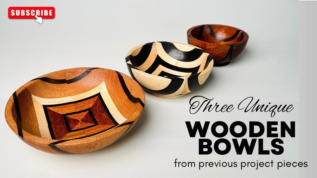 Three Unique Wooden Bowls from leftover pieces from previous projects
