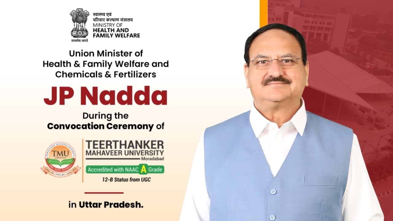 Union Minster JP Nadda addressing the Convocation Ceremony at TMU, Moradabad, Uttar Pradesh.