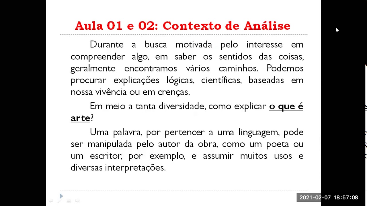 Aula 1 - Fundamentos Teóricos e Metodológicos do Ensino das Artes.