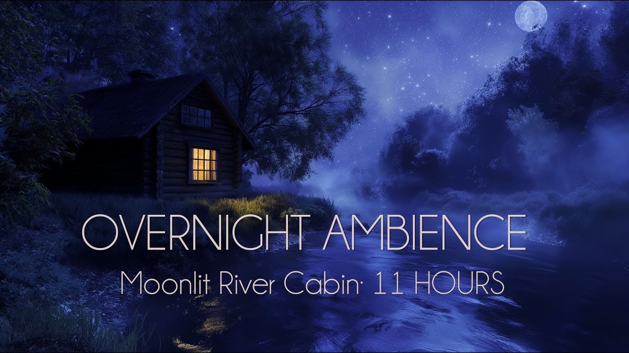 Moonlit River Cabin Stillness | Calm Night Ambience 11 Hours
