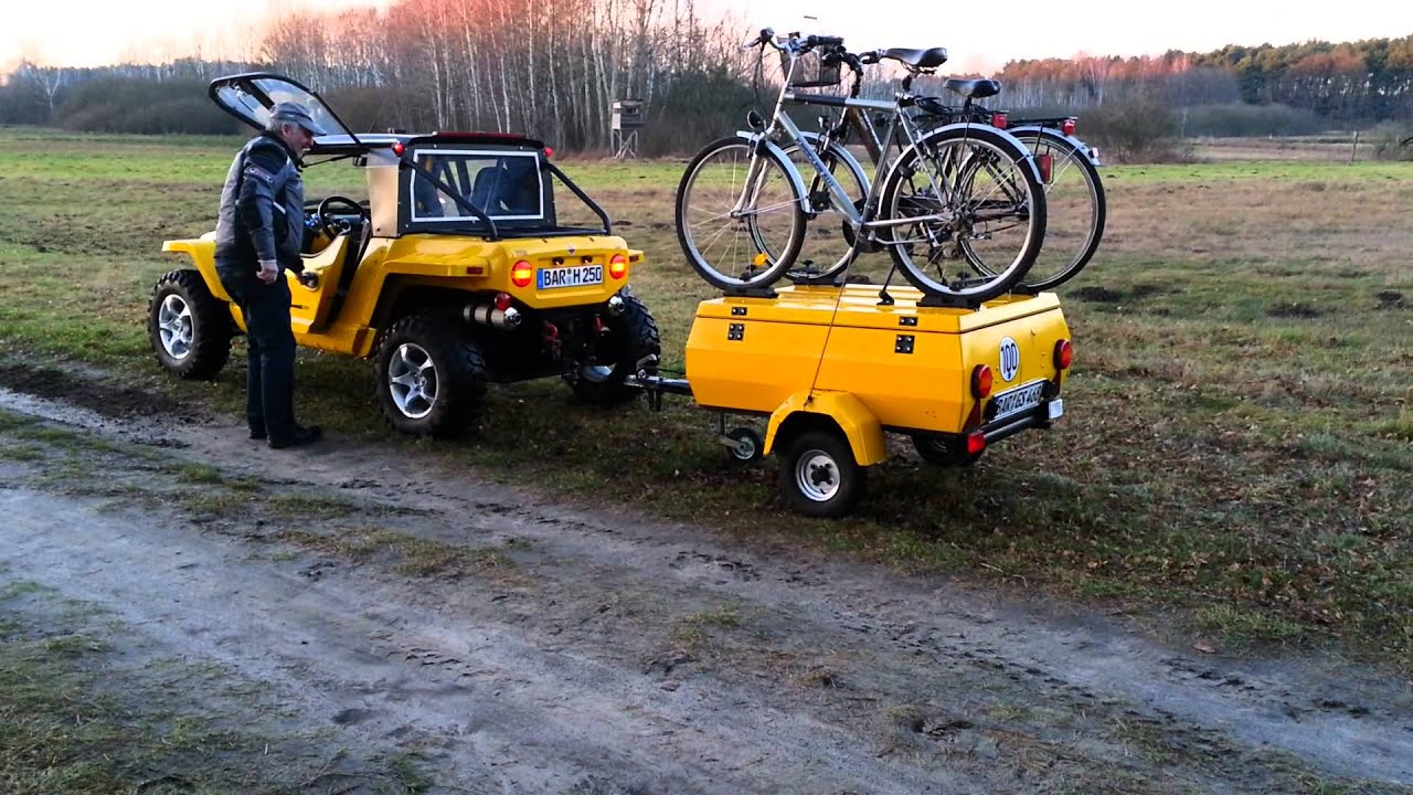 Mein gelber Quadix Buggy 800 mit Anhänger