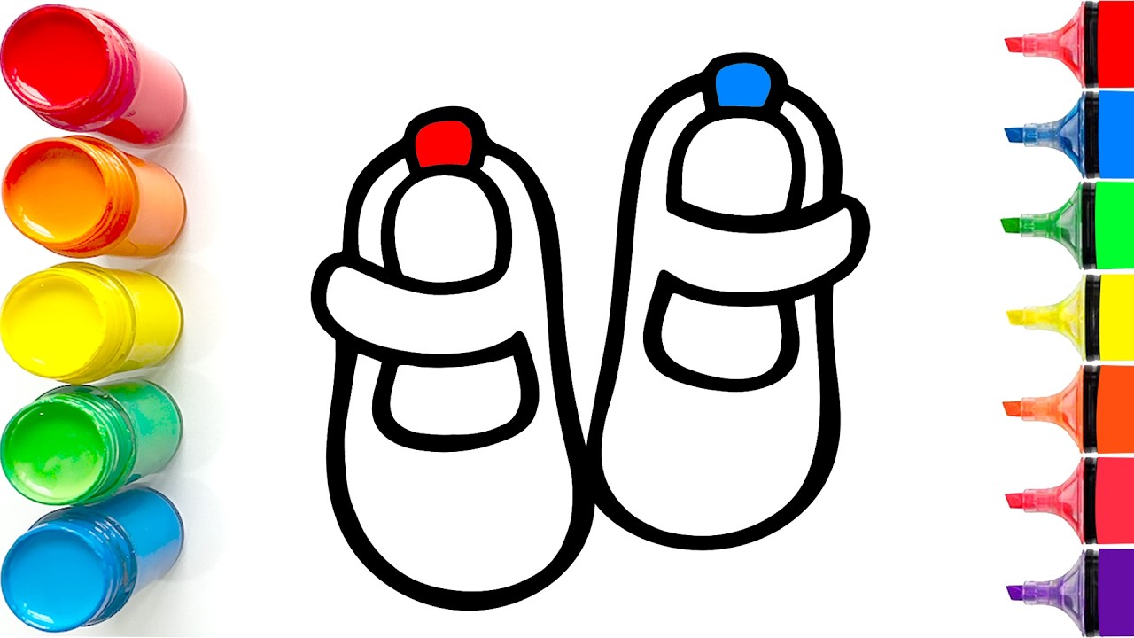 Drawing and Coloring Cute Small Sandals | Easy Step by Step Tutorial for Beginners