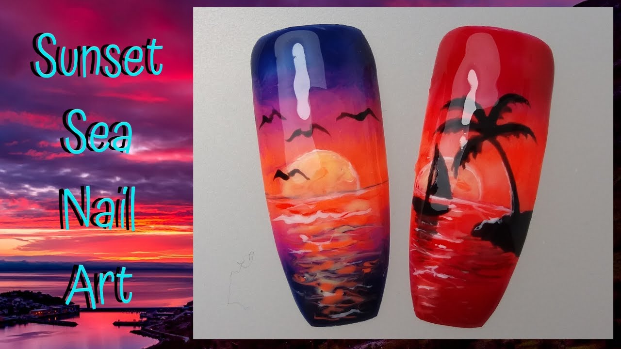 Summer Nails 2020 - Sunset & Sea Nail Art - How to Create a Sunset Nail Art - Gel Nail Polish Only