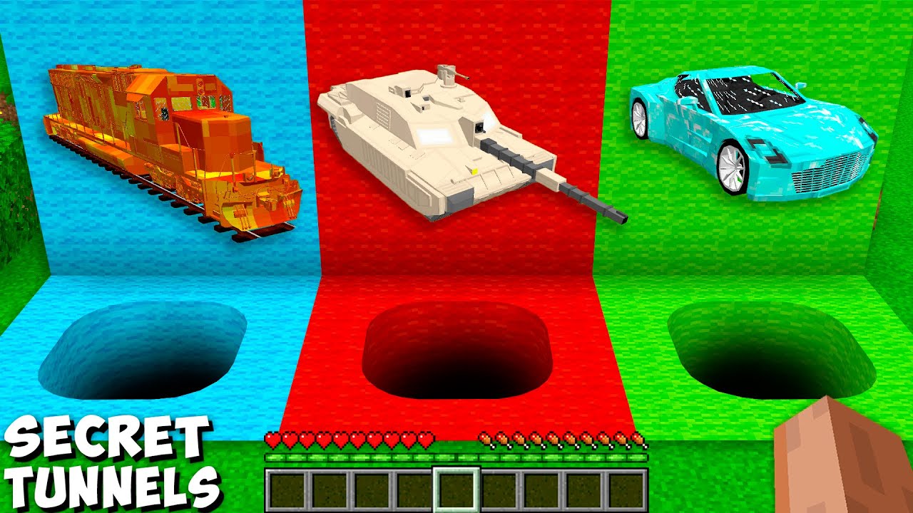 I Found SECRET TUNNELS LAVA TRAIN vs TANK vs DIAMOND SUPERCAR in Minecraft Animation ! Where do lead