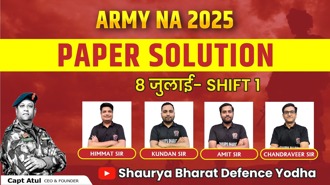 Army Nursing Assistant  Paper Solution  | 1 shift  | 8 july 2025 | Live with Shaurya Bharat team