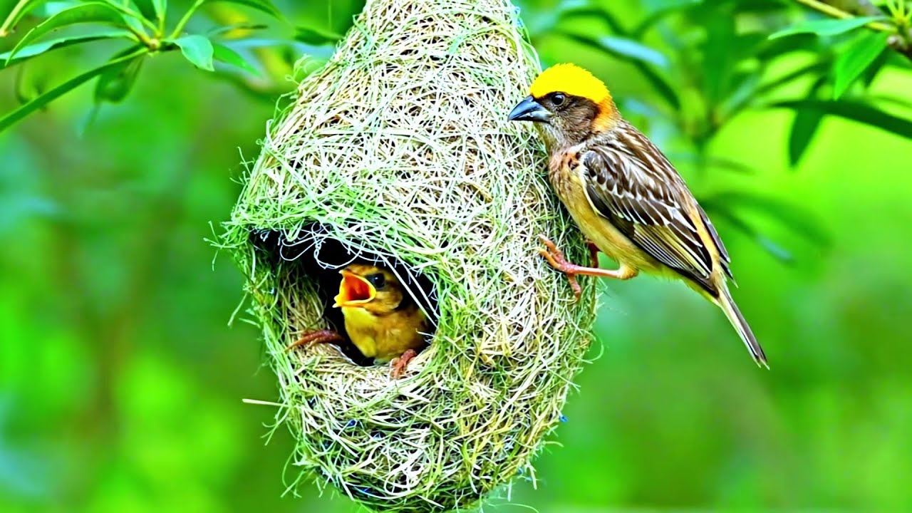 Weaver Bird Building Nest 🐦 | Amazing Bird Behavior in Nature