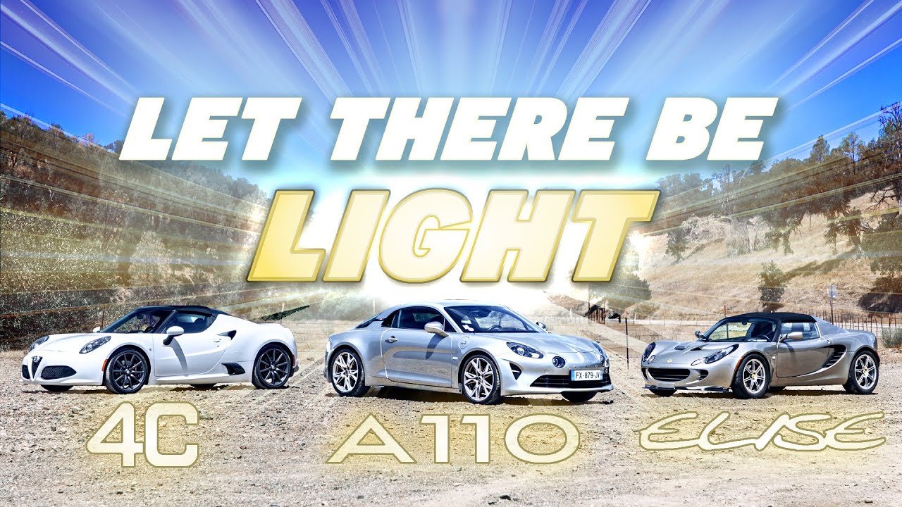 Alpine A110 против Lotus Elise против Alfa Romeo 4C — Да будет свет!