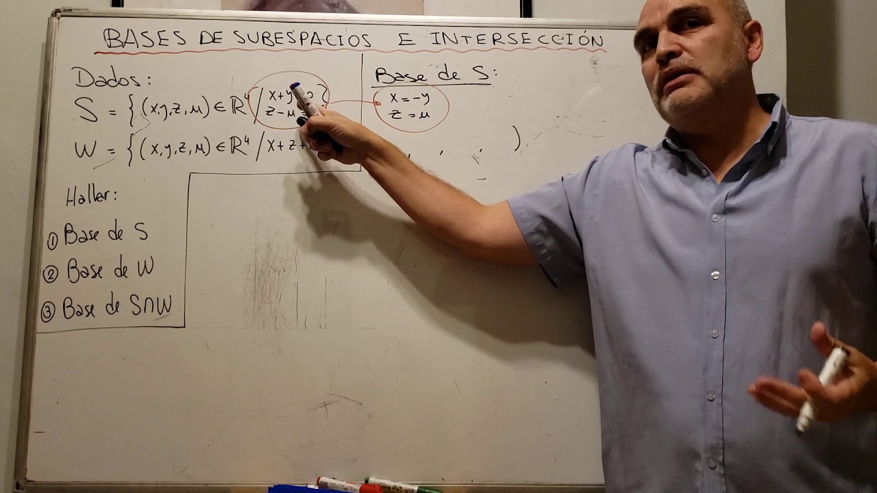 Base y dimensión del sub espacio intersección