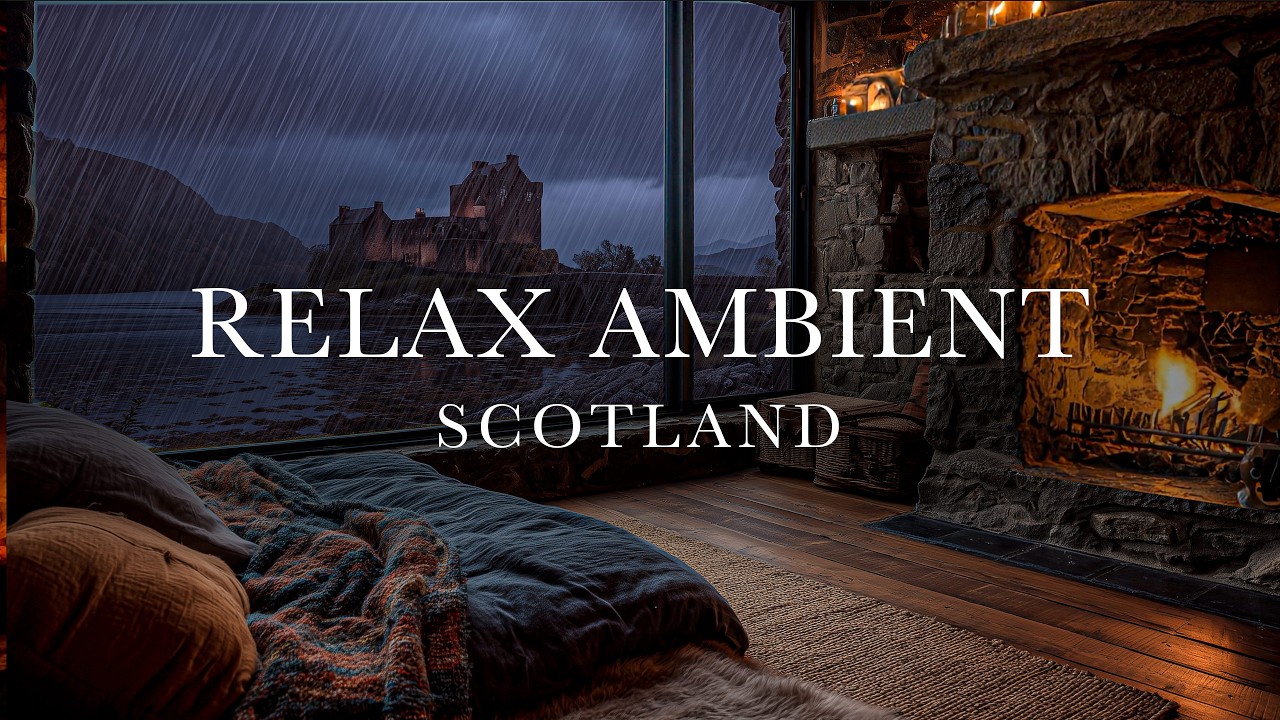 🔥🏰 4 HOURS BY THE FIREPLACE | Cozy Escape with Eilean Donan Castle · Scotland Highlands Ambience 🕯️🎶