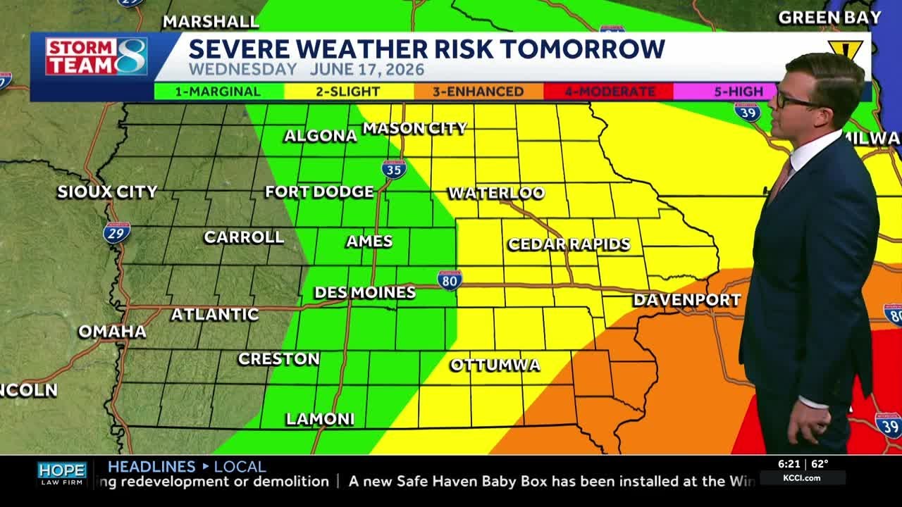 Iowa weather: Strong winds blow back the severe weather threat for Wednesday