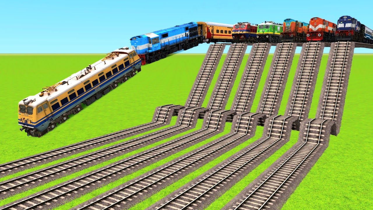 ONE OF SIX TRAINS DERAILED & OTHER TRAINS FEEL DOWN FROM HIGH PLACE RAILWAY TRACKS|Train Simulator|