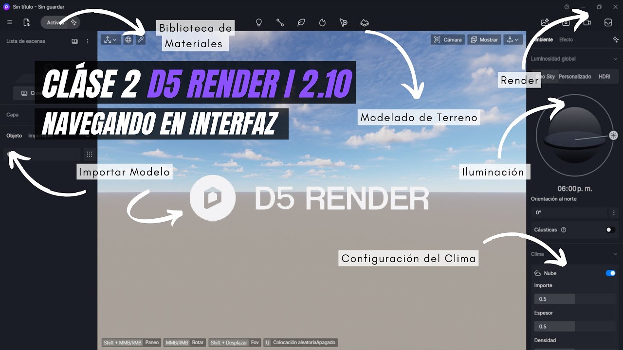 D5 RENDER 2.10 - CLASE 2 -  Explorando la INTERFAZ  de D5 Render | Guía rápida para principiantes