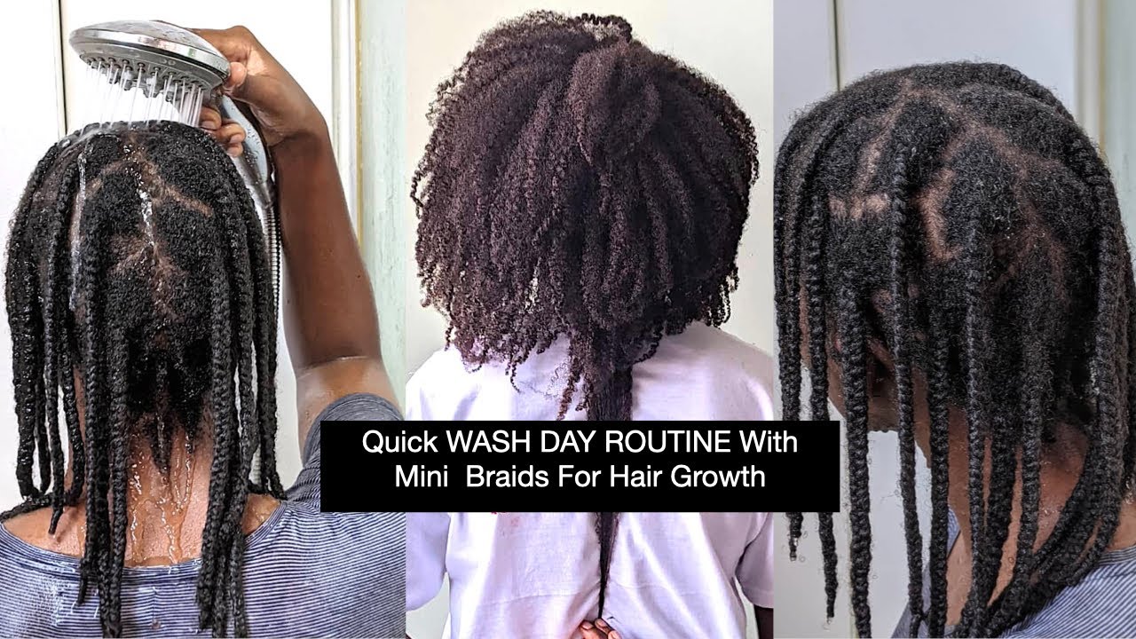 Washing Type 4 Natural Hair in Mini Braids| For Moisture and Length Retention