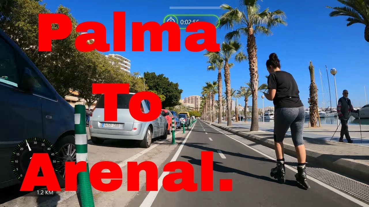 43 minute bike ride video beachfront cycling - Palma to Playa de Palma - Can Pastilla to Arenal