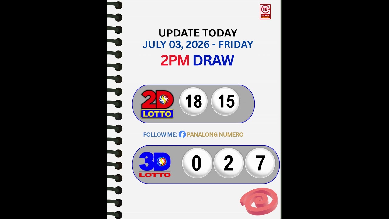 Lotto Result Today 2PM - July 03, 2026 #2dlotto #3Dlotto #lottoresult #lotto #3dlotto #win #stlswer3