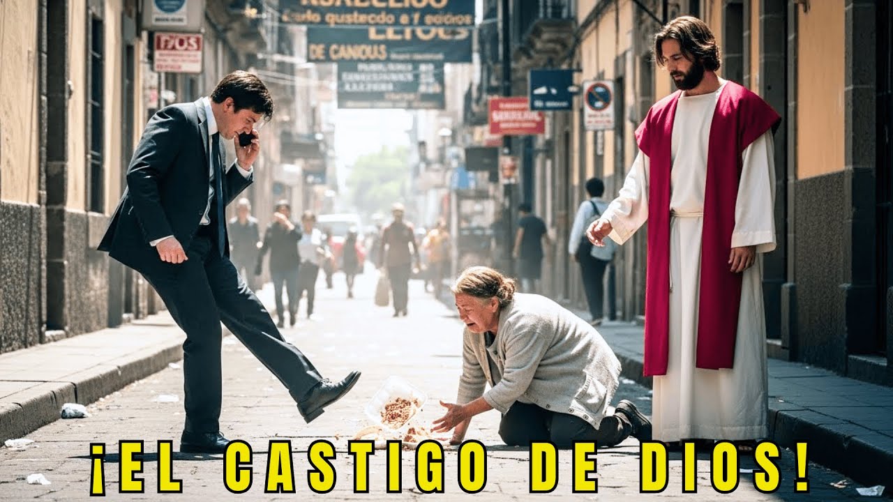 JESÚS HIZO PAGAR AL MILLONARIO QUE PISOTEÓ LA ÚNICA COMIDA DE UNA ANCIANA HAMBRIENTA DE 78 AÑOS…