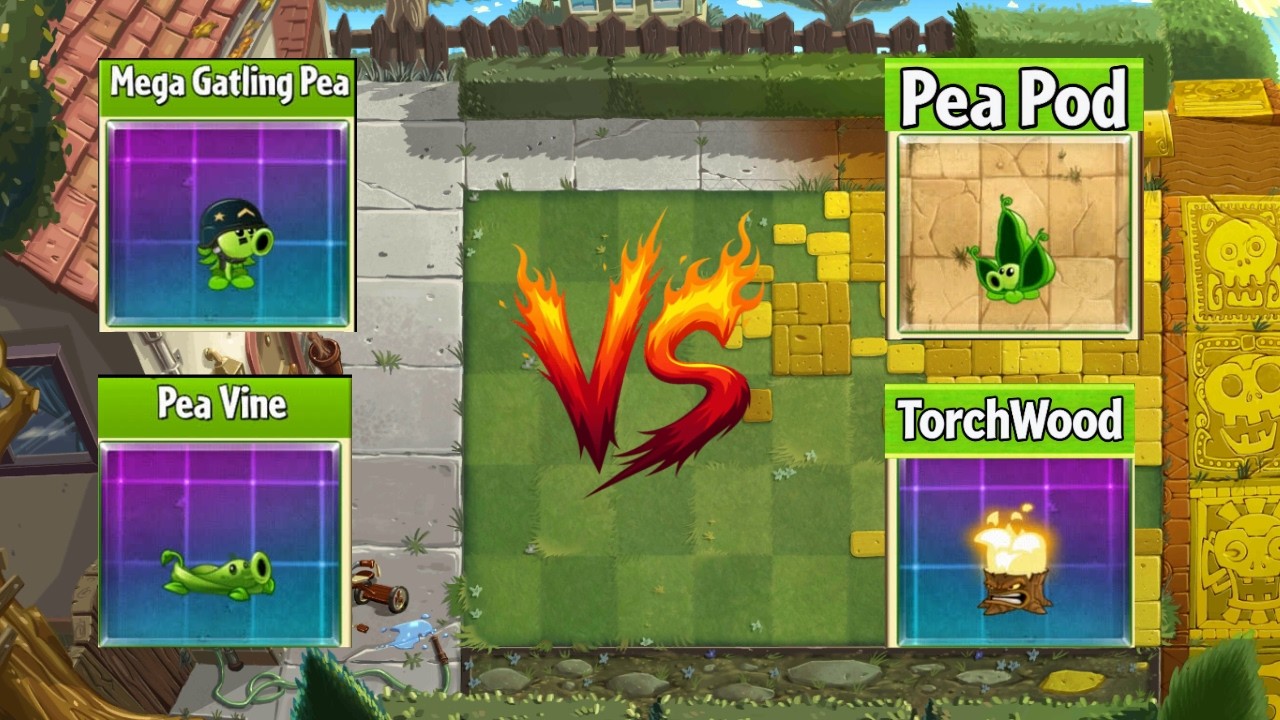 Mega Gatling Pea Pea Vine vs Pea Pod TorchWood
