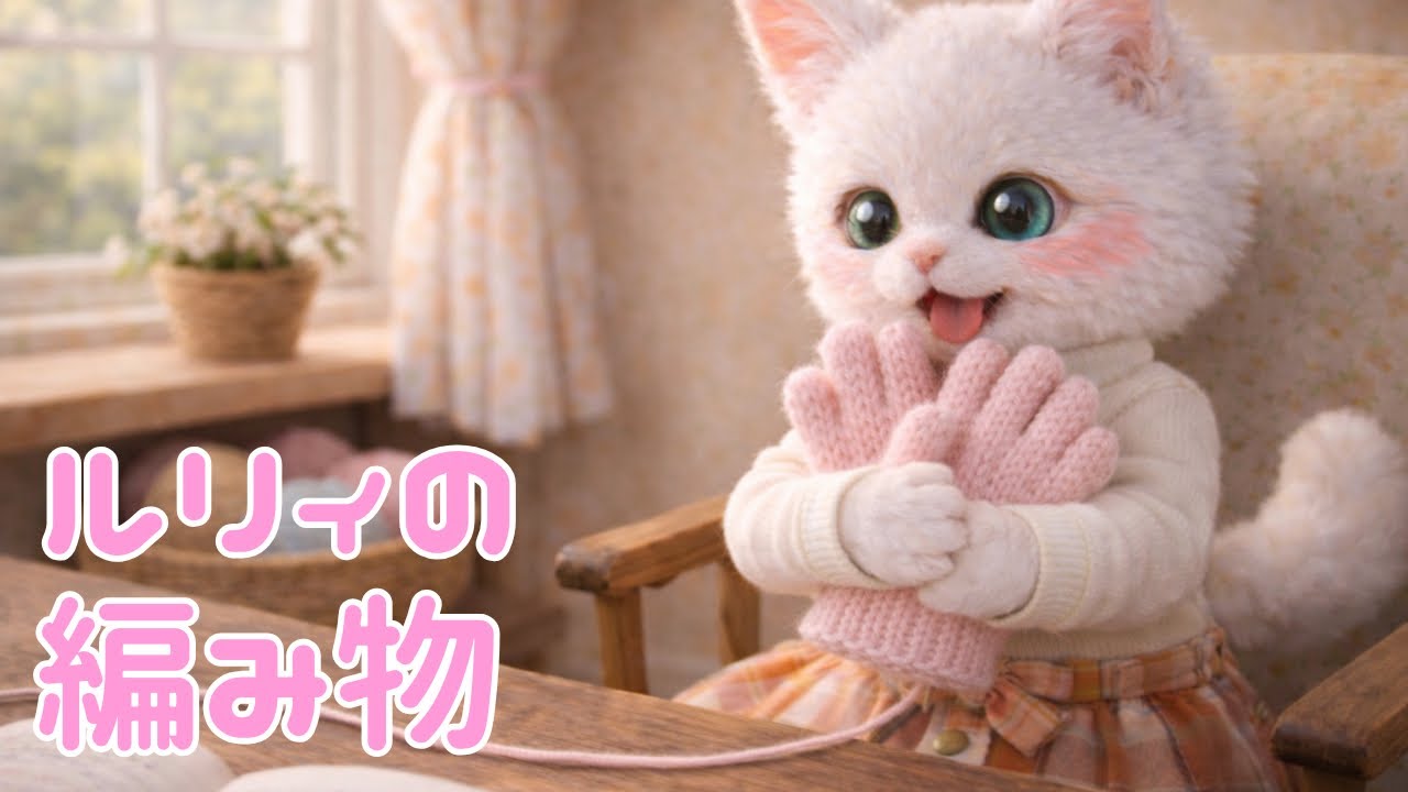 【ゆるふわ猫】🧶ルリィの編み物🧣Ruly’s Knitting🧤編み物をコツコツ頑張るルリィ！【a fluffy cat Ruly】
