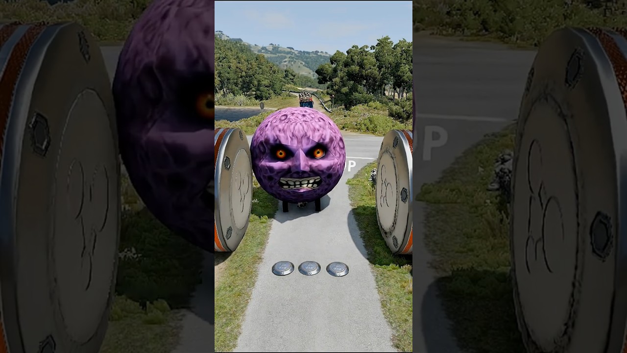 Long City Capsule Bus vs Bollard Crash - BeamNG.drive