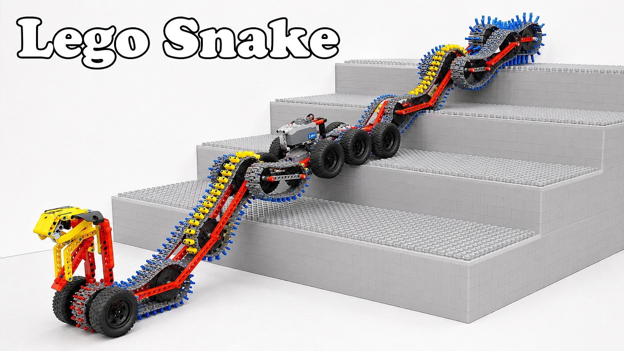Challenge LEGO Snake Vehicle Climb High Stairs and Outdoor Obstacles | Smart Lego