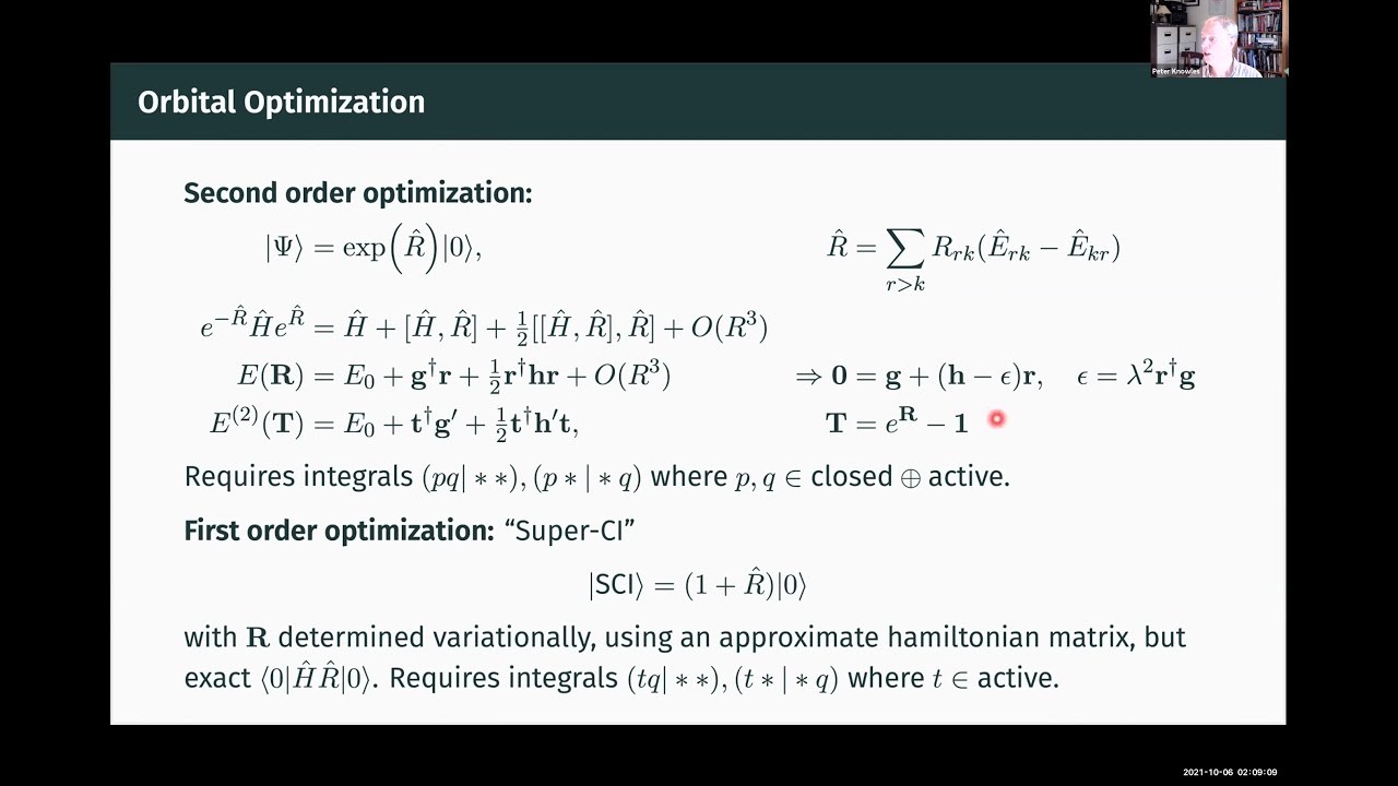 SymCorrel2021 | Multiconfigurational methods for excited states (Peter Knowles)