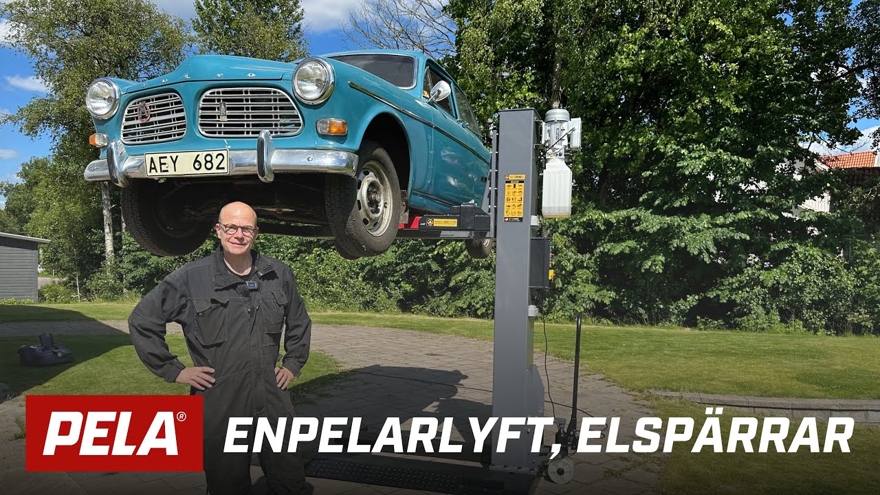 Lars visar vår nya enpelarlyft med elspärrar från PELA!
