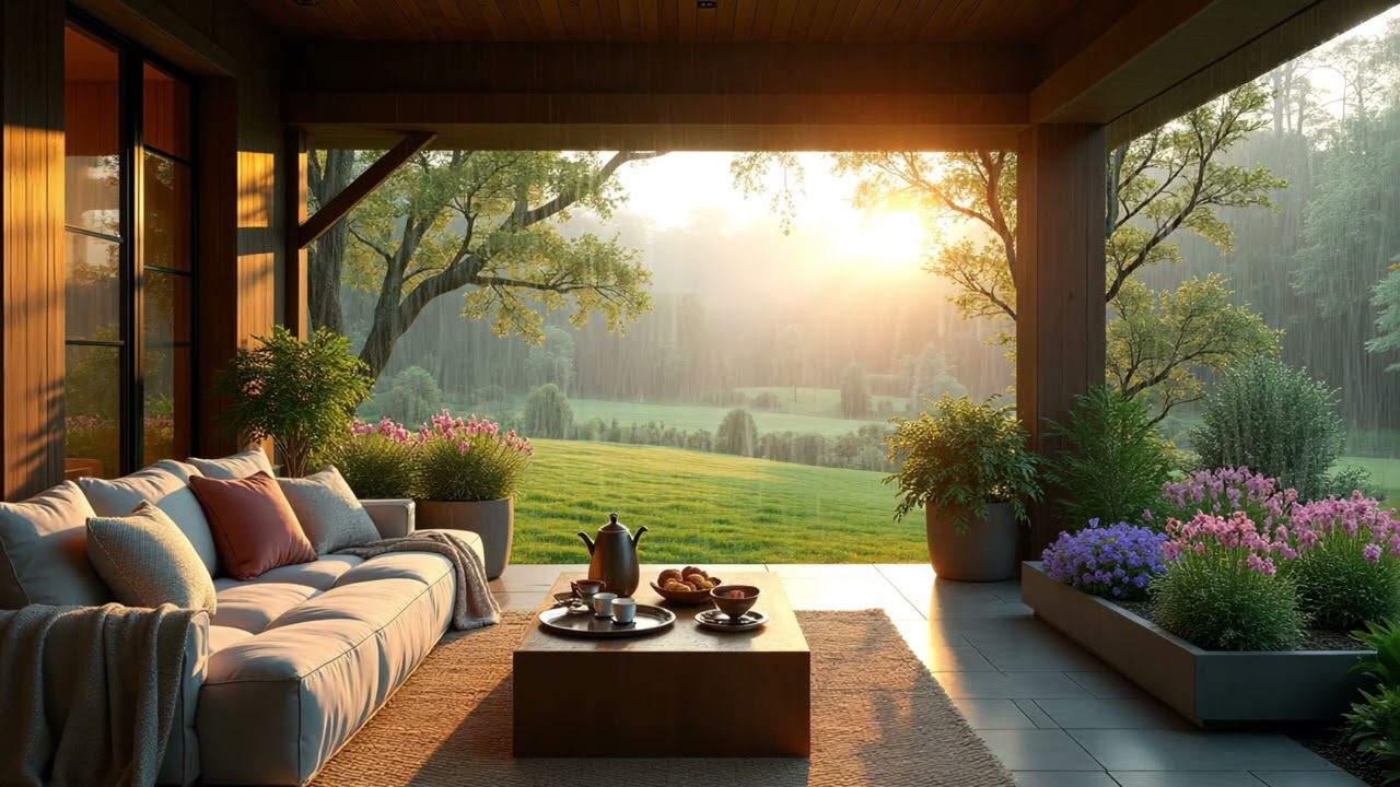 Golden Rain Samba ☕ Soft Latin Jazz | Cozy Instrumental Music for Sun & Rain 🎶