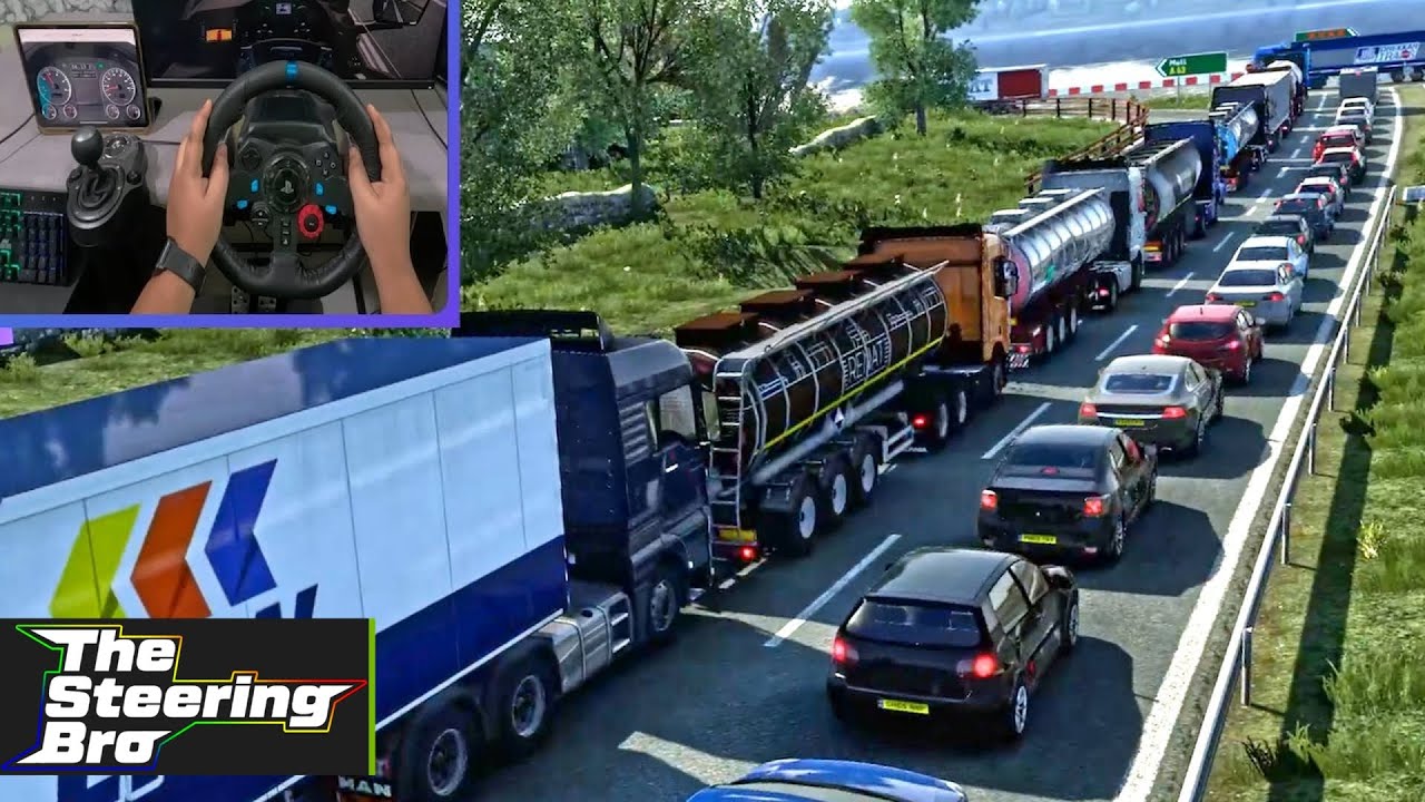 Trucking: Manchester to Amsterdam Longest Traffic Jam in Euro Truck Simulator 2 | G29 Steering Wheel