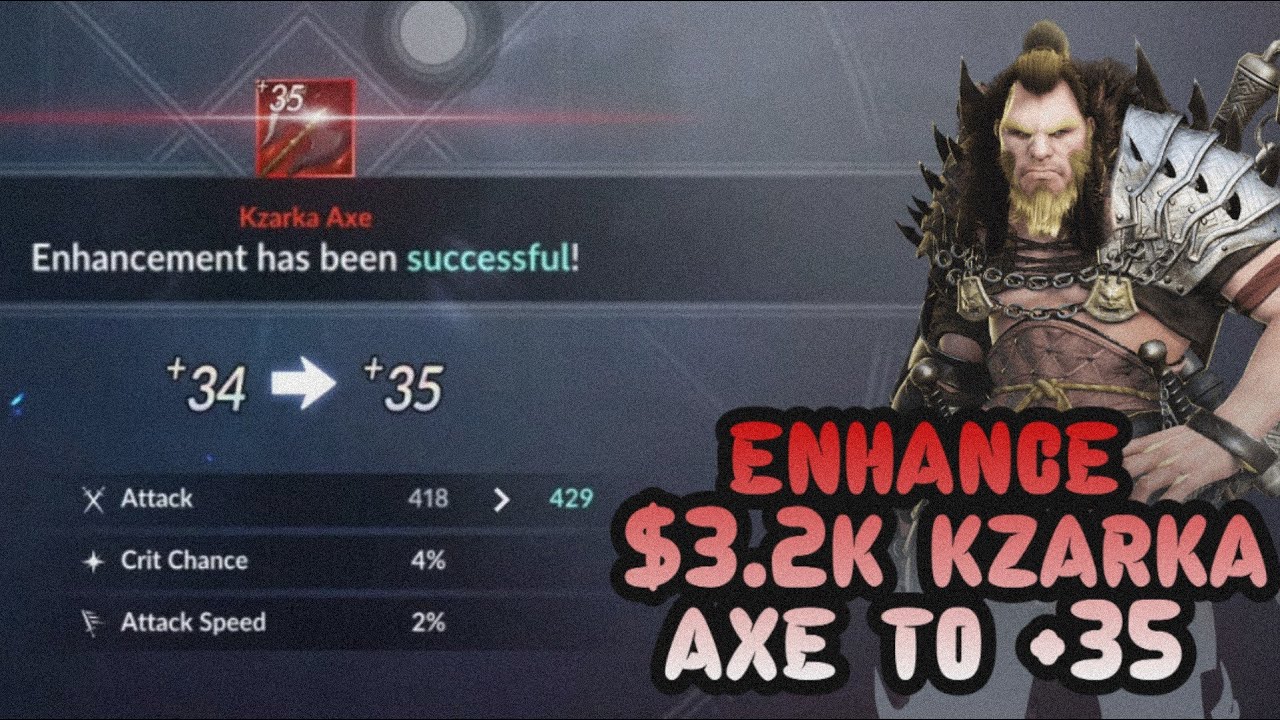 Black Desert Mobile : Buy Kzarka axe $3,2k + 2B silver and max enhance +35 with 100% chance !!!