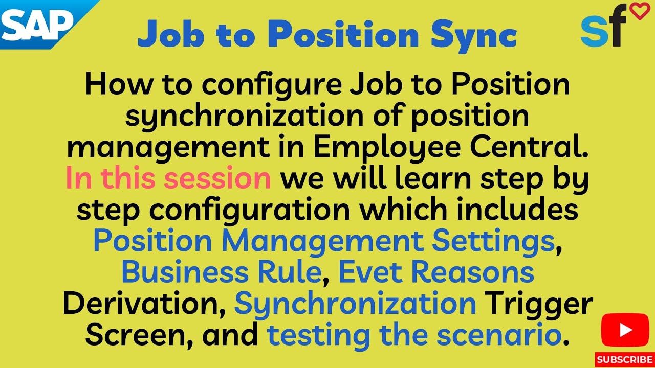 How to Step by Step Configuration Job Info to Position Synchronization in Sap SF Employee Central