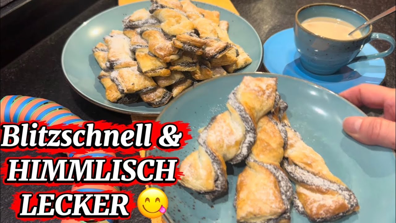 😋 Diese Mohnschleifen aus Blätterteig lieben alle! Einfach & schnell für 🥳Fasching 🎉Party & ☕️Kaffee