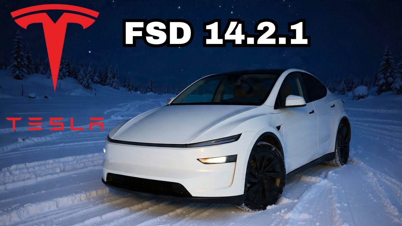 Tesla FSD 14.1.2 в условиях снега и льда ночью… Это было очень интенсивно.
