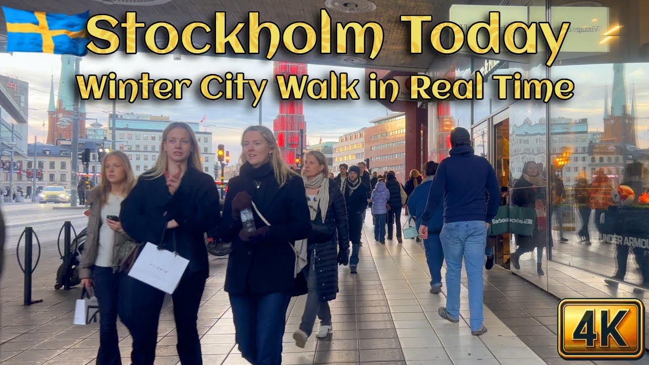 🇸🇪 Stockholm City Walk in Real Time | 4K Winter Tour
