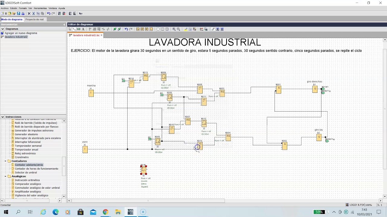 59#Curso PLC logo-alternancia de salidas con contaje