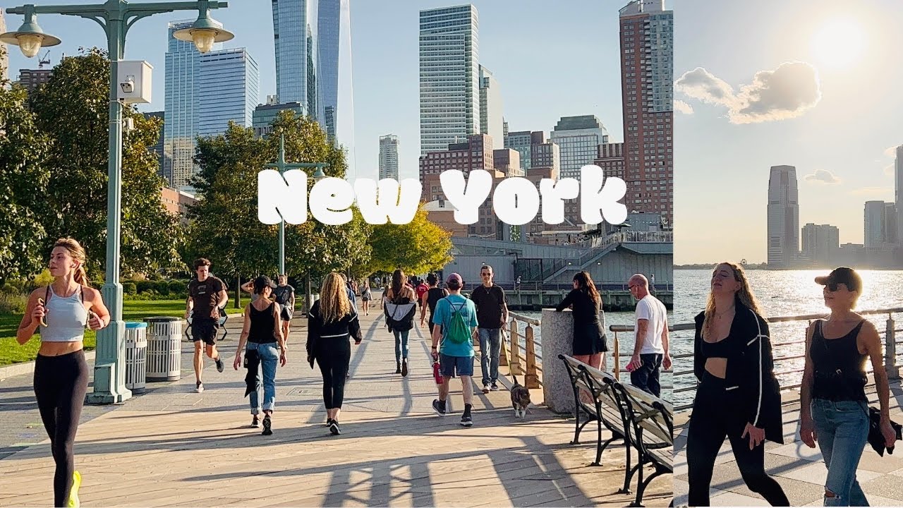 [4K]🇺🇸NYC Walk🗽Beautiful Autumn Day on Hudson River Park in Manhattan🍹🦪Grand Banks | Oct 2022