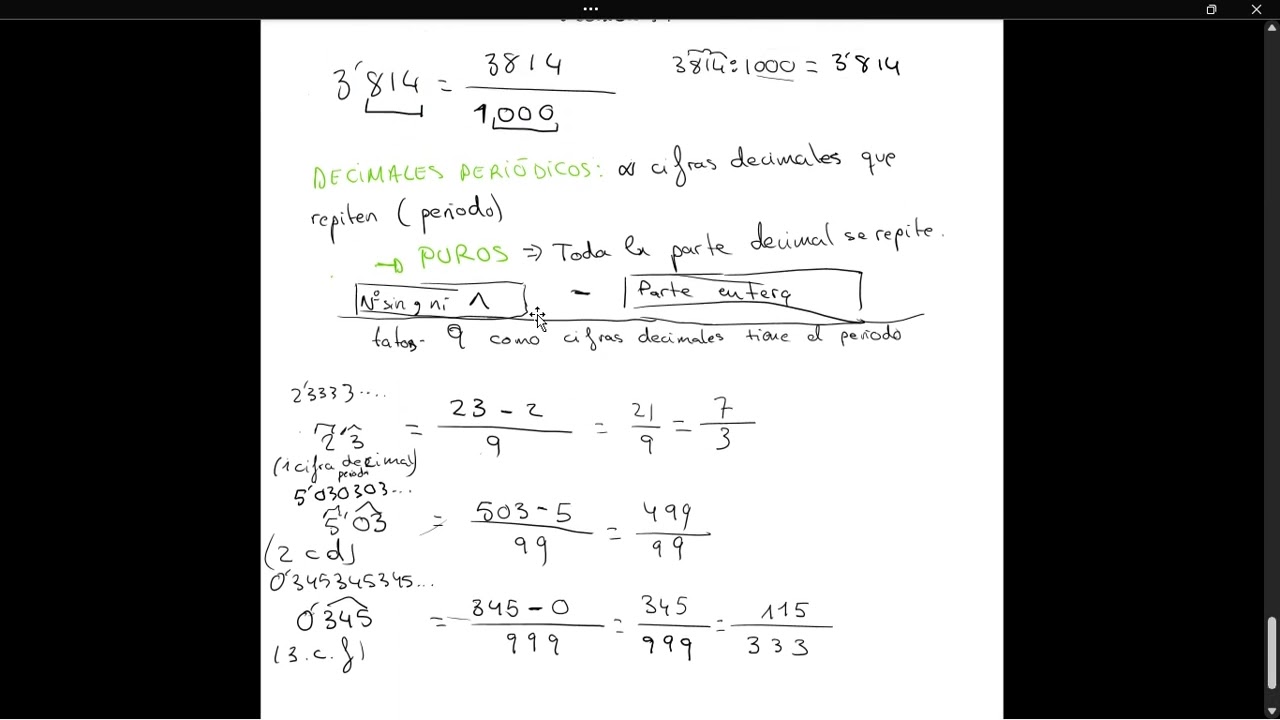 Paso de decimal a fracción