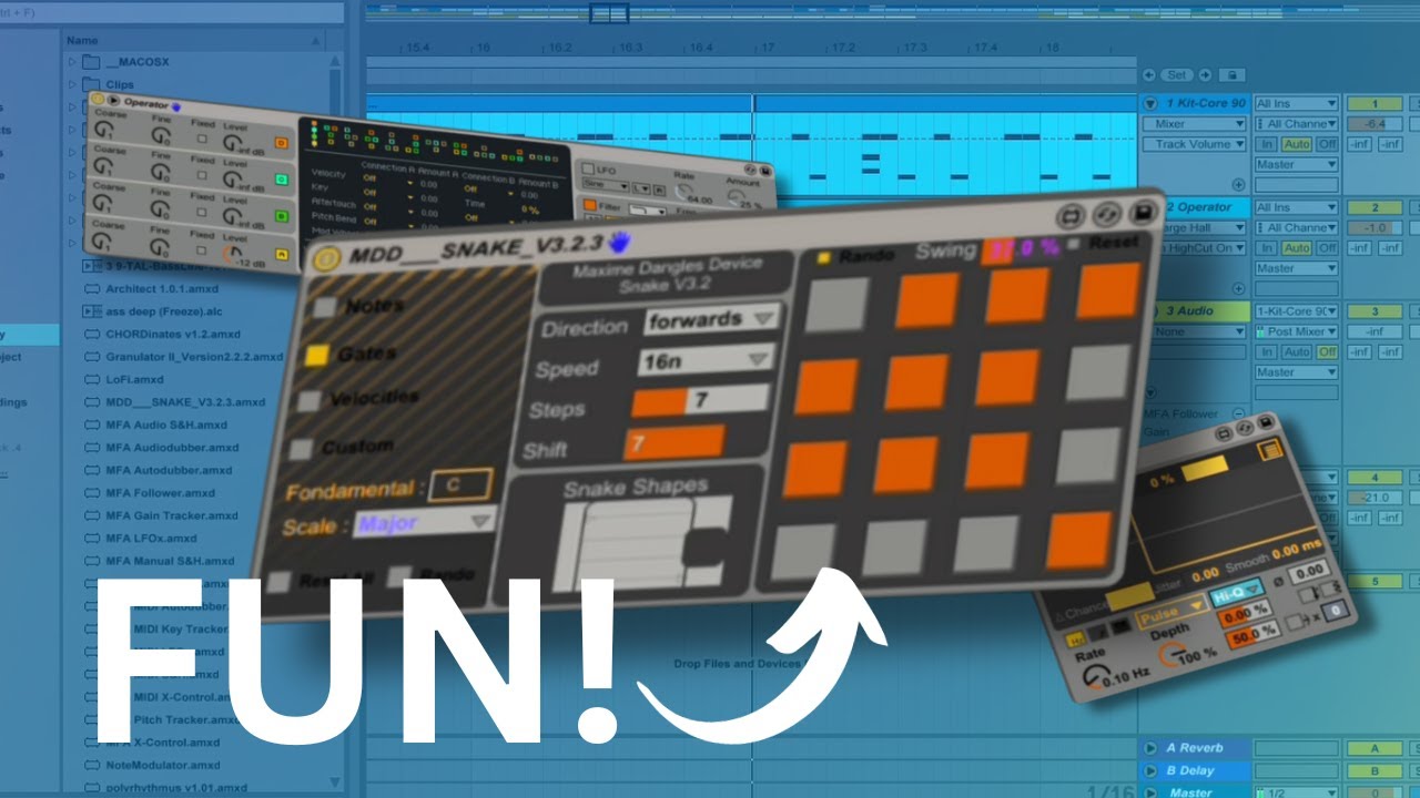Sequencing techno with max 4 live MDD Snake